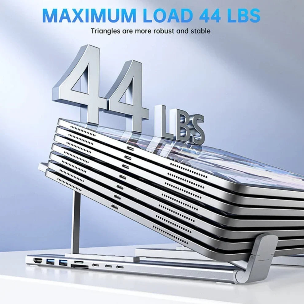 8-in-1 Laptop Docking Station Stand with 4K HDMI, USB Ports & Multi-Device Connectivity