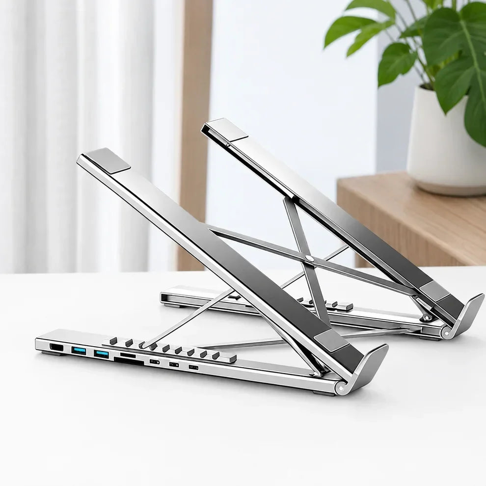 8-in-1 Laptop Docking Station Stand with 4K HDMI, USB Ports & Multi-Device Connectivity