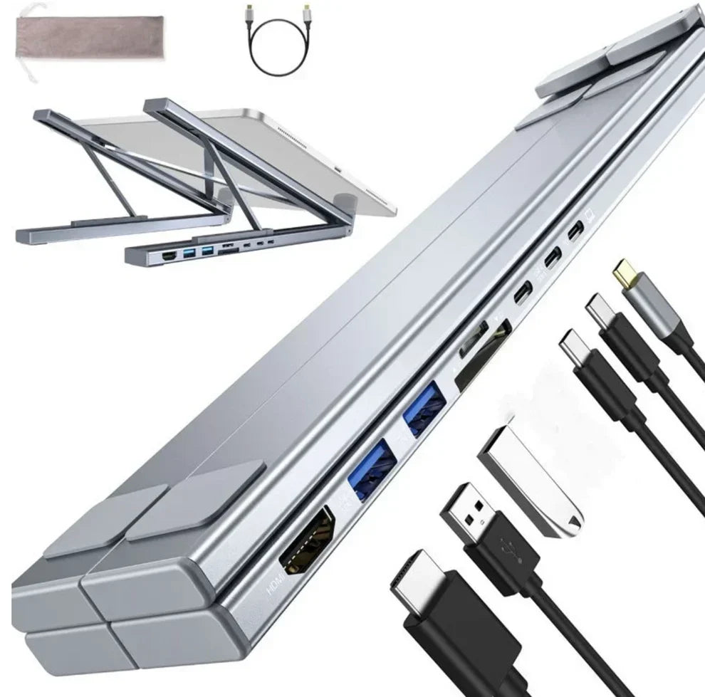 8-in-1 Laptop Docking Station Stand with 4K HDMI, USB Ports & Multi-Device Connectivity