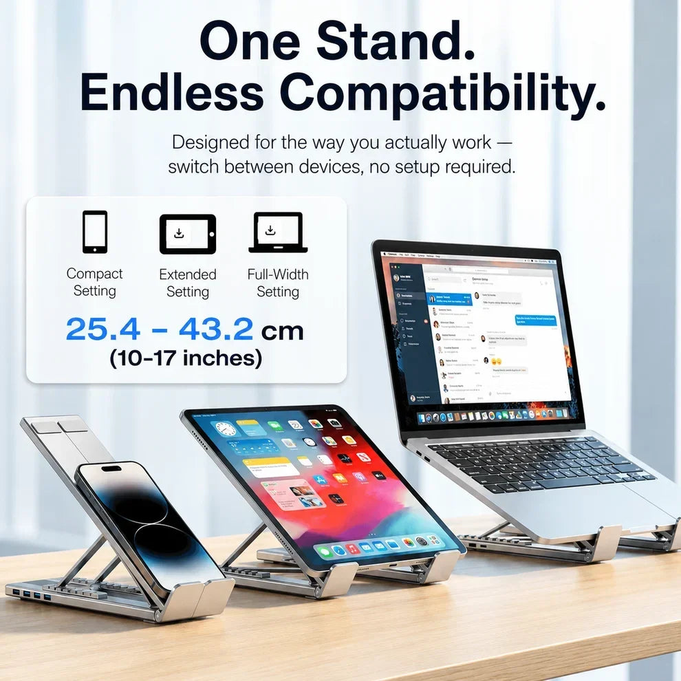 8-in-1 Laptop Docking Station Stand with 4K HDMI, USB Ports & Multi-Device Connectivity