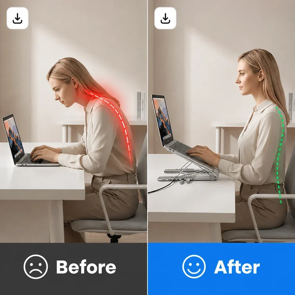 8-in-1 Laptop Docking Station Stand with 4K HDMI, USB Ports & Multi-Device Connectivity